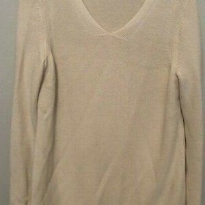Talbots Women's V-neck Long Sleeve Pullover Tunic Sweater XL Cream